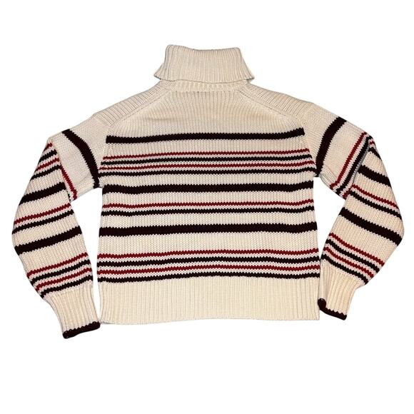 Madewell Striped Cotton Turtleneck Sweater XXS Cream Red NWOT - Picture 6 of 9